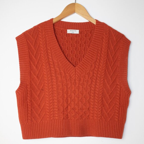 Babaton Tops - BABATON Emporia Knit Vest, Rust, XS